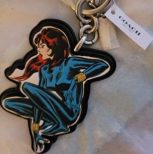 Coach Marvel Black Widow Bag Charm/Key Ring nwt